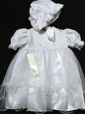 Tara Lee Christening Dress & Bonnet White 6-12 mths